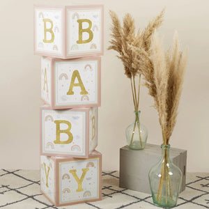 Boho Rainbow Baby Block Decorations 4ct | The Party Darling