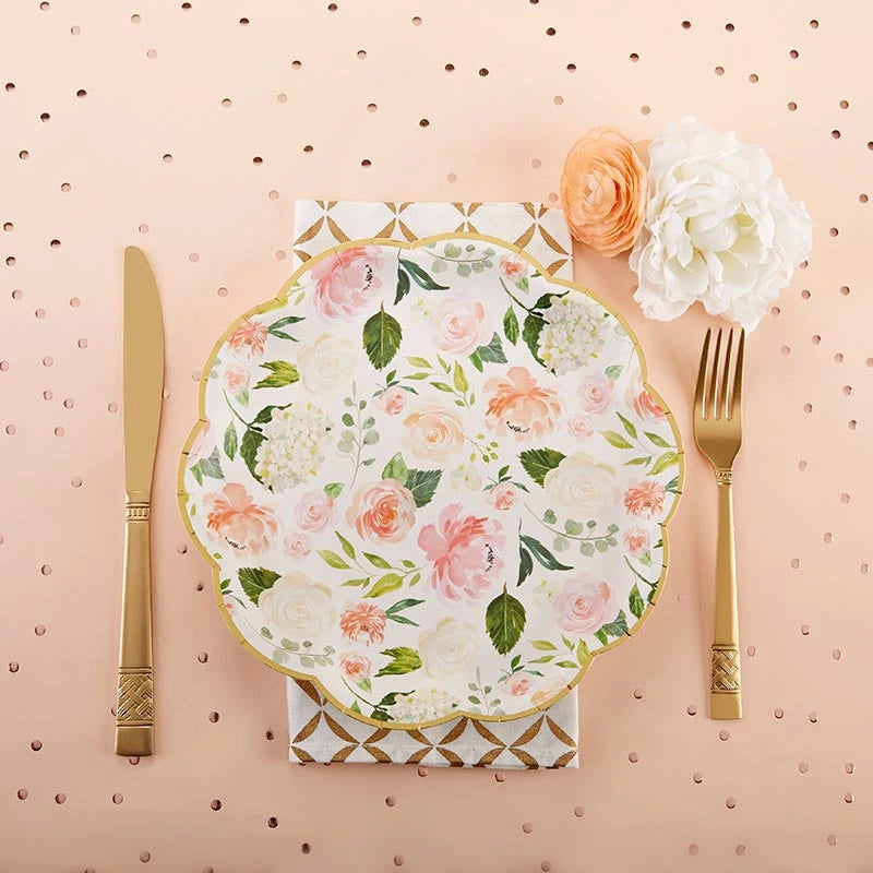 Floral Bridal Shower Scalloped Lunch Plates 8ct | The Party Darling