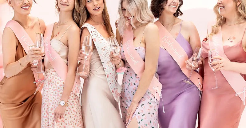 Floral Bride-to-Be & Pink Bridesmaid Sashes 6ct | The Party Darling