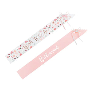 Floral Bride-to-Be & Pink Bridesmaid Sashes 6ct | The Party Darling