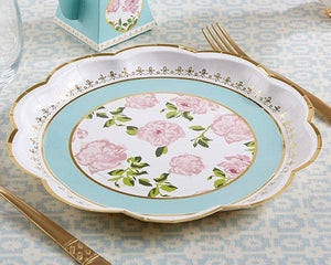 Blue Floral Tea Time Lunch Plates 8ct - The Party Darling