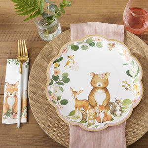 Floral Woodland Animals Lunch Plates 16ct - The Party Darling