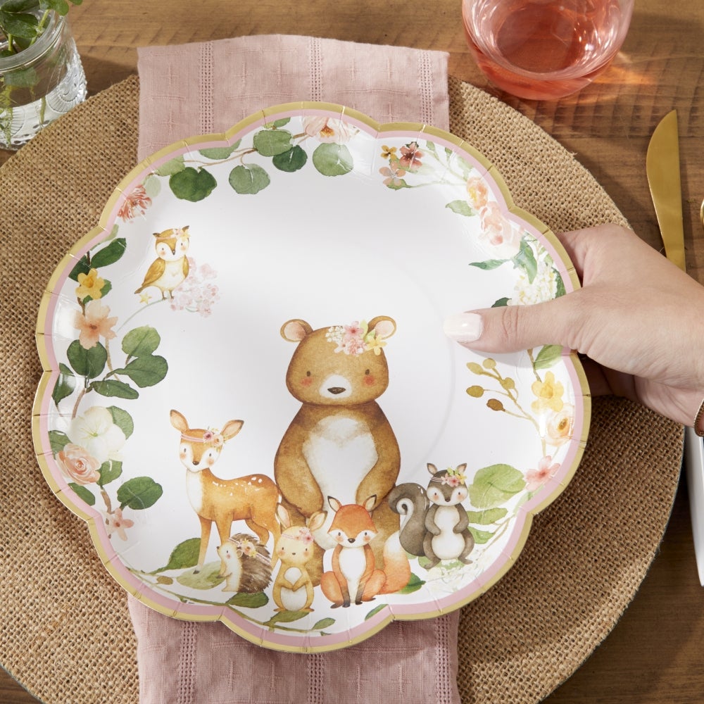 Floral Woodland Animals Lunch Plates 16ct - The Party Darling