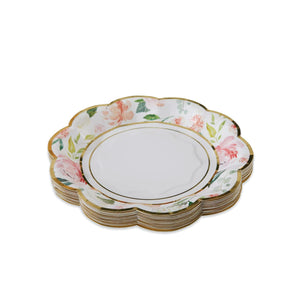 Floral Bridal Shower Scalloped Dessert Plates 16ct | The Party Darling