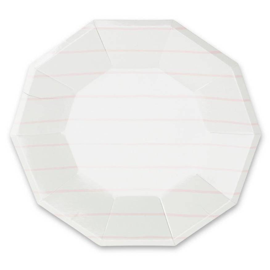 Frenchie Blush Pink Striped Lunch Plates 8ct | The Party Darling