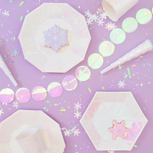 Frosted Iridescent Snowflake Dessert Paper Plates