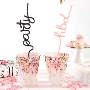 Pink Happy Birthday Plastic Word Straw - The Party Darling
