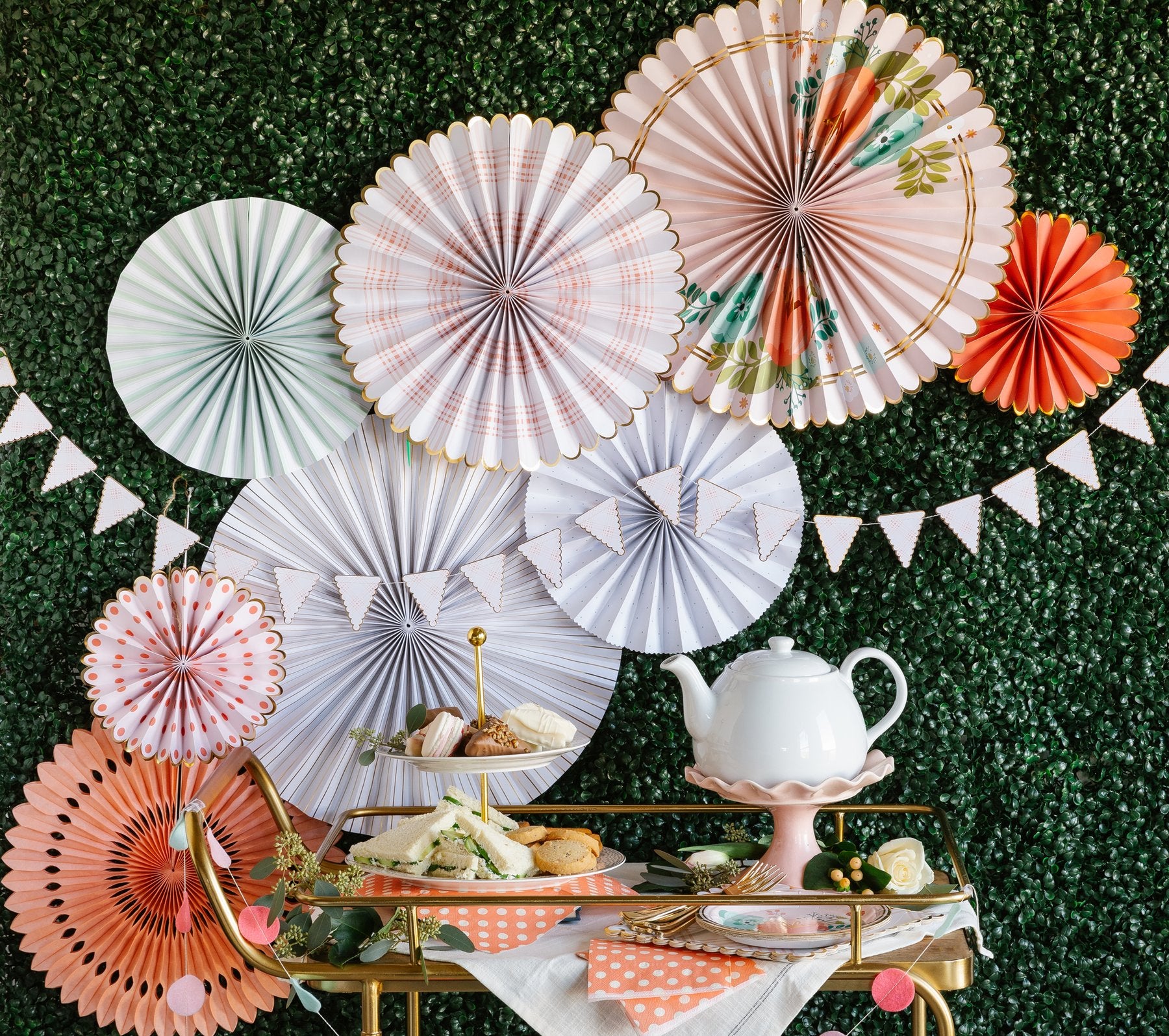 Spring Garden Paper Fan Decorations 8ct | The Party Darling