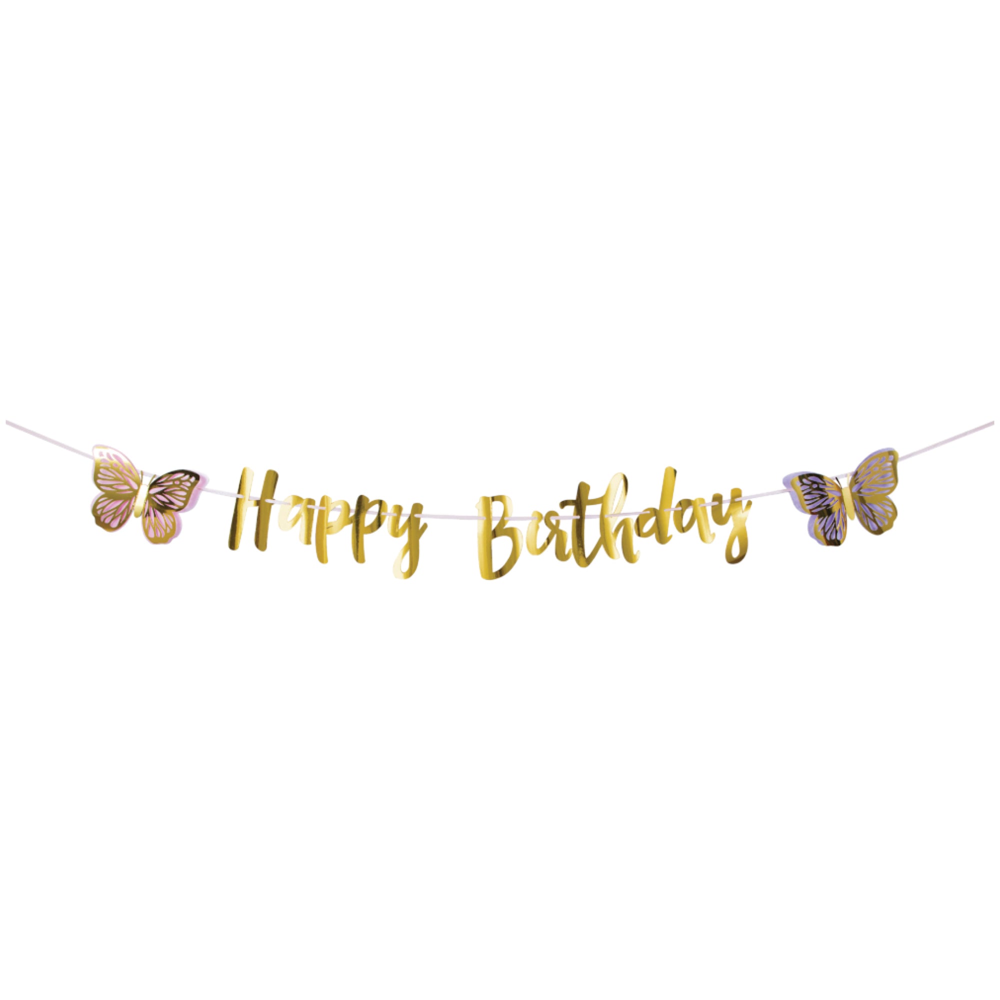 Gold Happy Birthday Butterfly Banner 7ft | The Party Darling