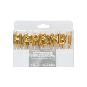 Gold Happy Birthday Candle Set Packs
