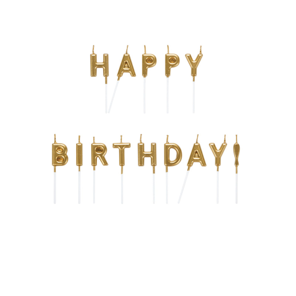 Gold Happy Birthday Candle Set 14ct | The Party Darling