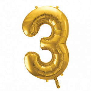 34" Giant Gold Number 3 Balloon | The Party Darling