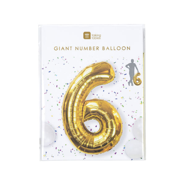 Number 6 Balloon, 32.5, Gold