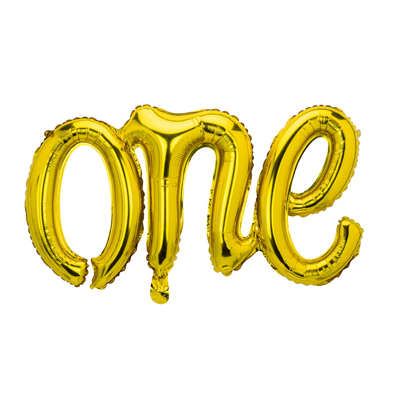 Gold One Script Foil Balloon | The Party Darling