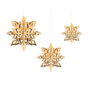Gold Snowflake Hanging Decorations 6ct - The Party Darling