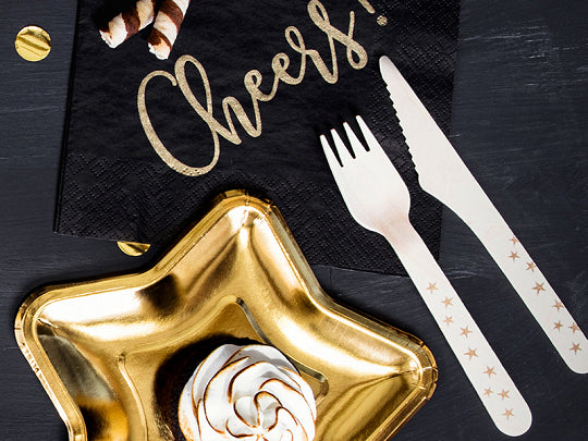 Gold Stars Wooden Cutlery Set for 6 | The Party Darling