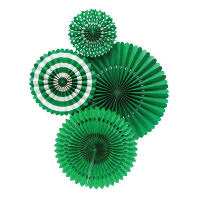 Green and White Paper Fan Decorations