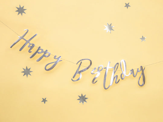 Silver Happy Birthday Letter Banner - The Party Darling