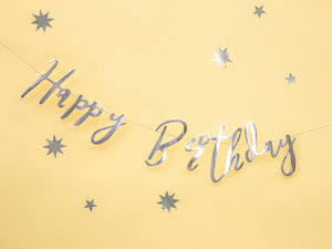 Silver Happy Birthday Letter Banner - The Party Darling