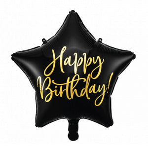 Black Happy Birthday Star Balloon 15.5in | The Party Darling