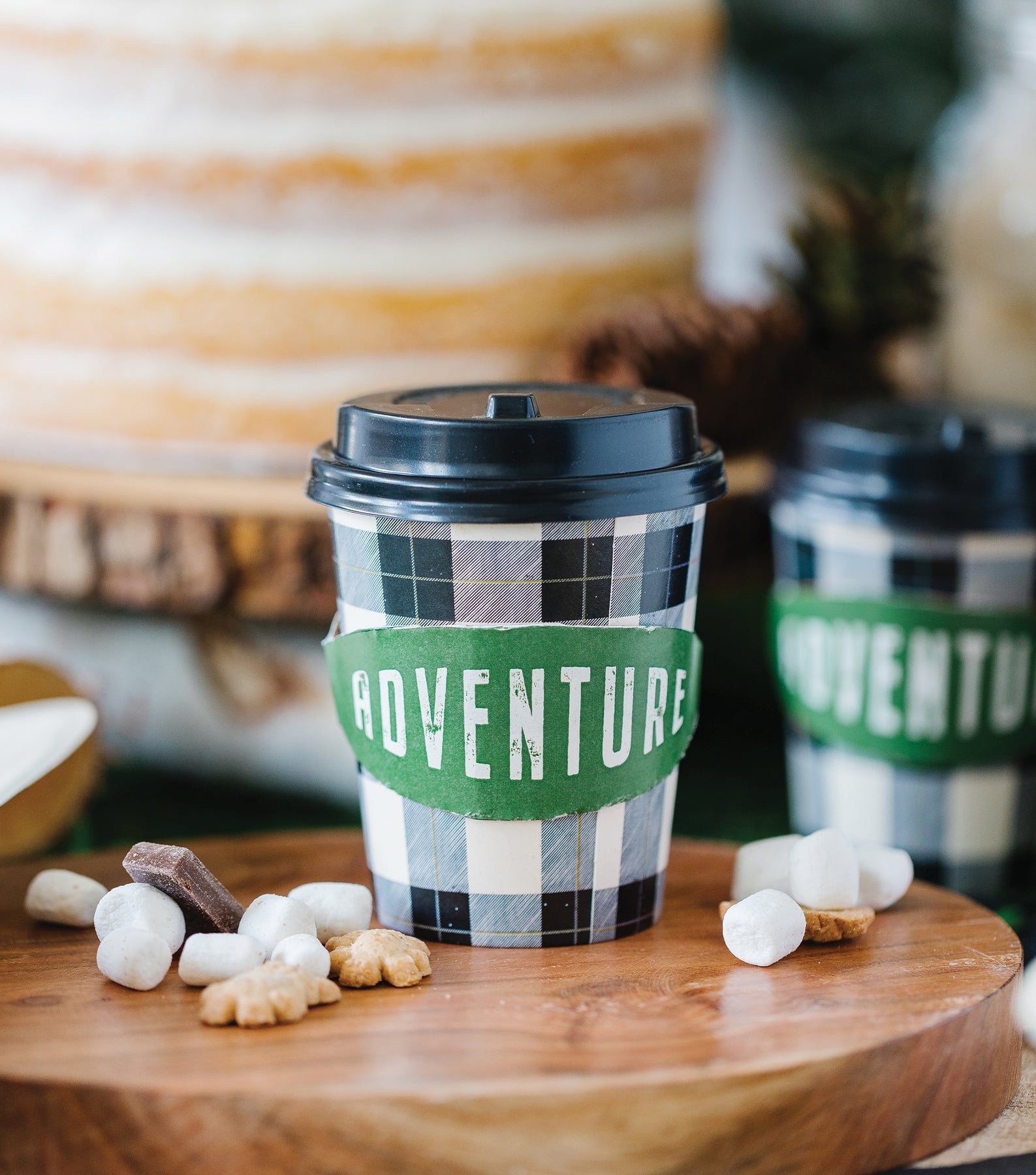 Adventure Awaits Mini Coffee Cups with Lids 8ct | The Party Darling