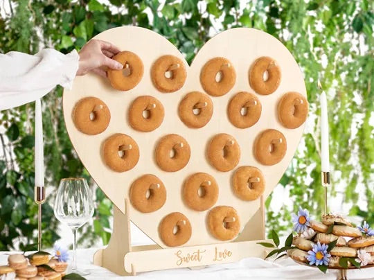 Sweet Love Wooden Donut Wall Heart Display with 18 Pegs | The Party Darling