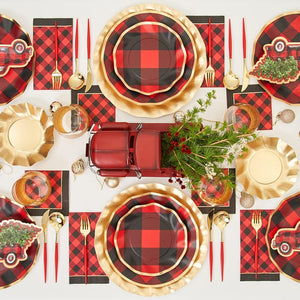 Red & Black Buffalo Check Salad Plates 8ct - The Party Darling
