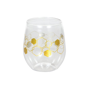 Honeycomb Plastic Stemless Wine Glass 14oz | The Party Darling