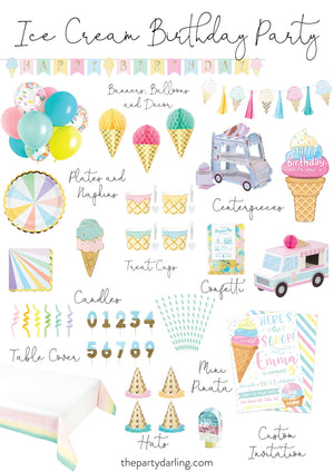 Here's the Scoop Ice Cream Birthday Party Invitation | The Party Darling
