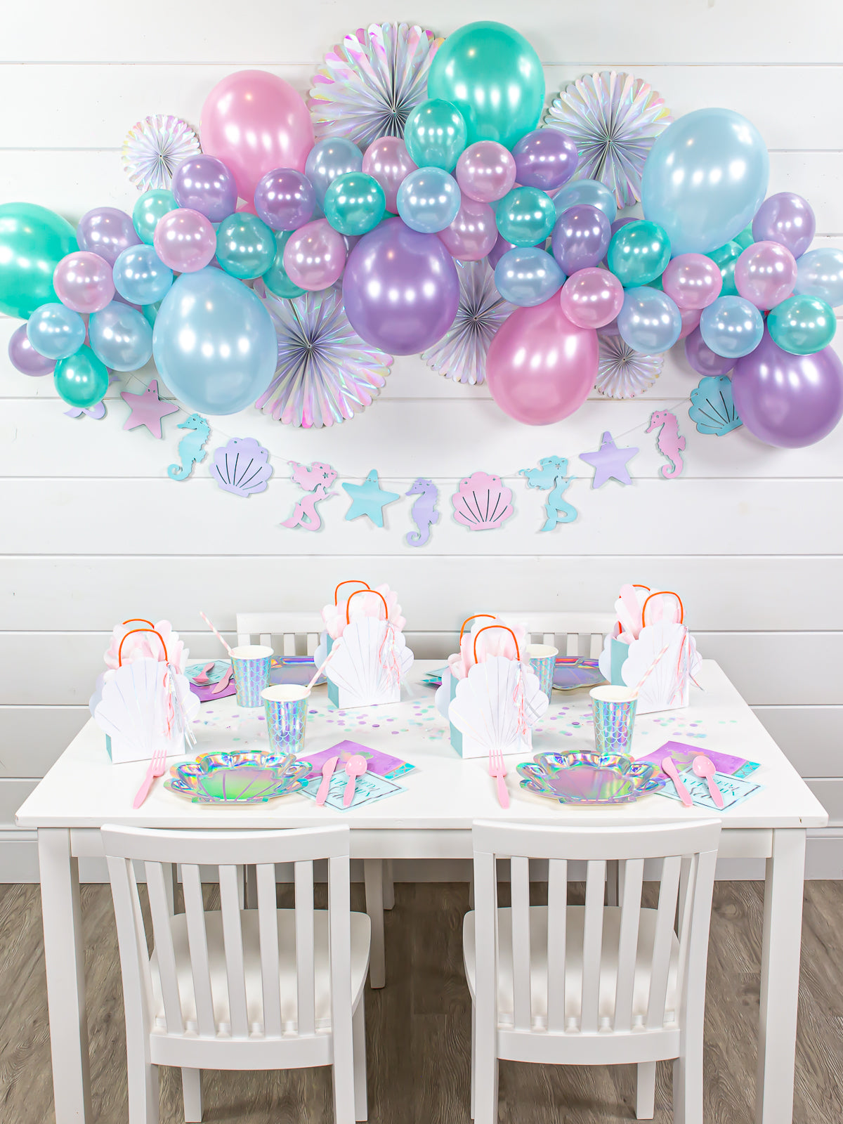 mermaid balloon garland backdrop