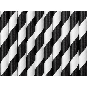 Black Striped Paper Straws 10ct Zoomed In