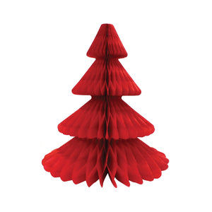 Red Christmas Tree Honeycomb Paper Centerpiece 17in