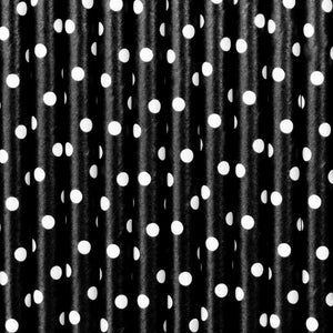 Black Polka Dot Paper Straws 10ct Zoomed In