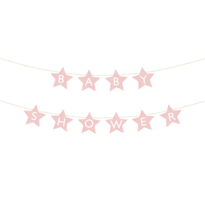 Pink Star Baby Shower Banner 9.5ft