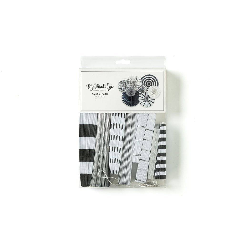 Black, White &amp; Silver Party Fans 8ct | The Party Darling