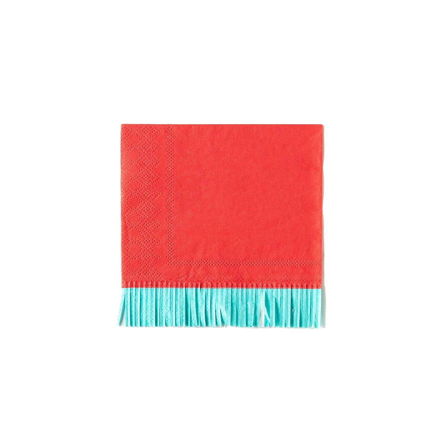 Hip Hip Hooray Fringed Beverage Napkins 24ct | The Party Darling