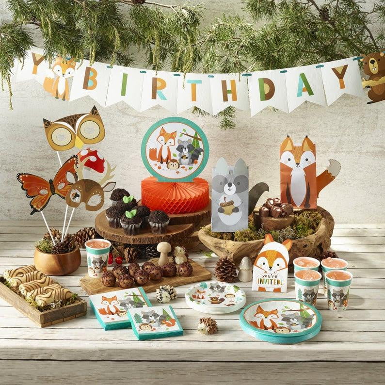 Woodland Animals Plastic Table Cover 54in x 102in | The Party Darling