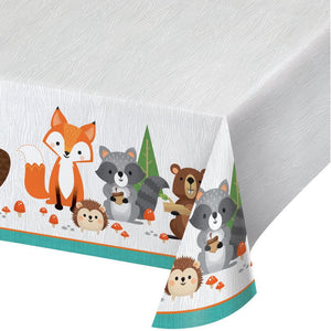 Woodland Animals Plastic Table Cover 54in x 102in | The Party Darling