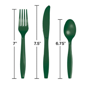 Hunter Green Premium Plastic Cutlery Set for 8 | The Party Darling