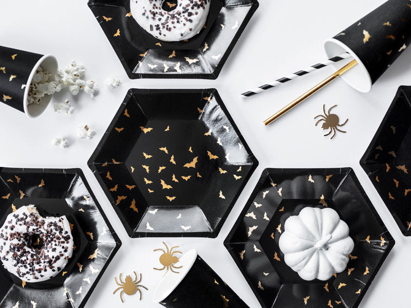 Metallic Gold Bat Dessert Plates 6ct | The Party Darling