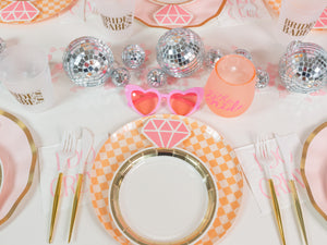 Peach & Cream Checkered Dinner Plates 8ct | The Party Darling