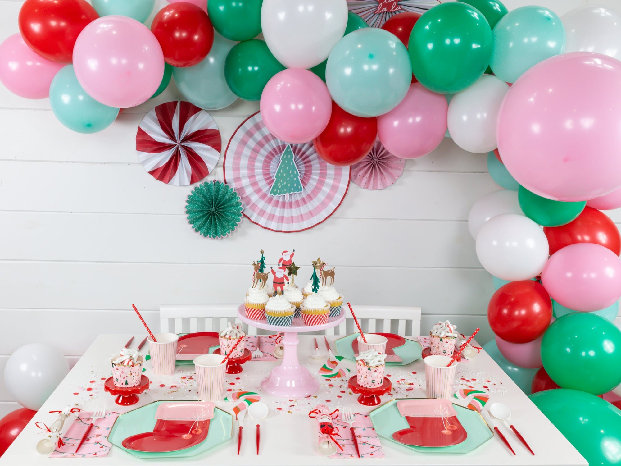 Pink Party Christmas Fans 6ct | The Party Darling
