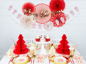Red Christmas Tree Honeycomb Paper Centerpiece 17in | The Party Darling