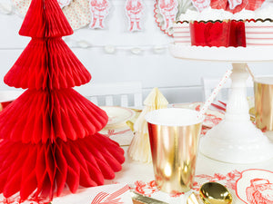 Red Christmas Tree Honeycomb Paper Centerpiece 12in | The Party Darling