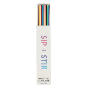 Iridescent Rainbow Metal Cocktail Straws 4ct - The Party Darling