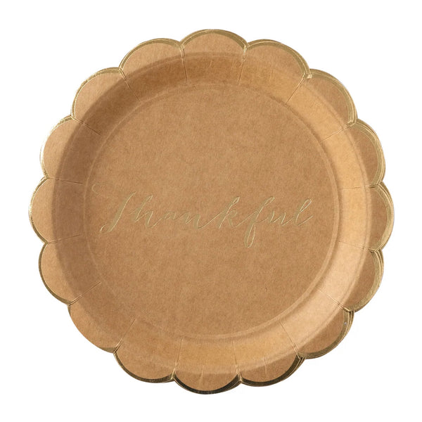 Thankful Kraft Scalloped Lunch Plates 8ct The Party Darling