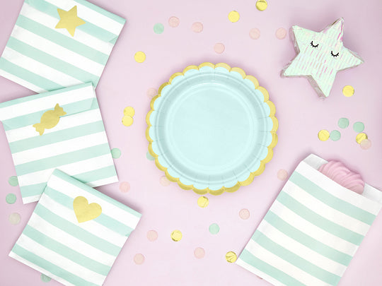 Mint Green &amp; Gold Scalloped Dessert Plates 6ct - The Party Darling