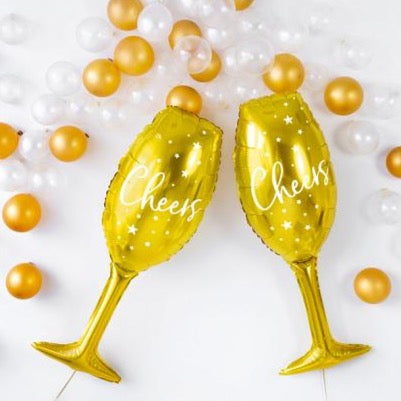 Gold Cheers Champagne Glass Balloon 31.5"
