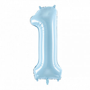 34" Giant Pastel Light Blue Number 1 Balloon | The Party Darling