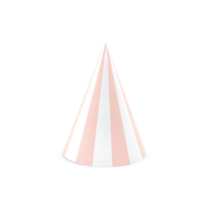 Blush Pink Striped Party Hats 6ct | That Party Darling